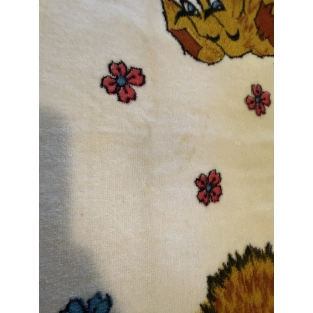 Cannon Towel READ Vintage 70s Puppy Dogs In Flowers Bathroom Bath Terry - Picture 3 of 4